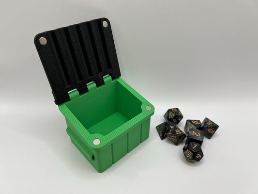 Dumpster Dice Box for RPG, Dungeons and Dragons, Magic the Gathering, or any other table top game, 3D Printed and Magnetic