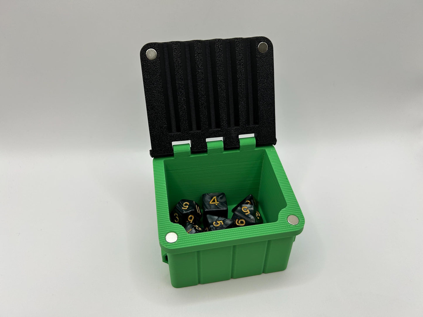 Dumpster Dice Box for RPG, Dungeons and Dragons, Magic the Gathering, or any other table top game, 3D Printed and Magnetic